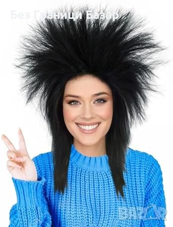 Нова Черна пънк рок перука за жени 80s парти фестивал Хелоуин маскарад