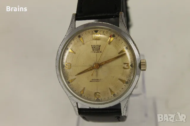 1950's Швейцарски Ръчен Часовник BRITIX 17 Jewels 39 мм, снимка 3 - Антикварни и старинни предмети - 49771310