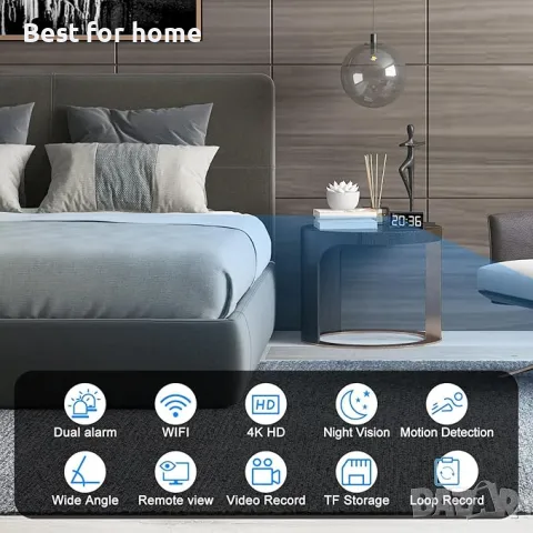 4K Wifi шпионска скрита в камера с TUYA ос GHYREX MC08, снимка 2 - Камери - 48832977