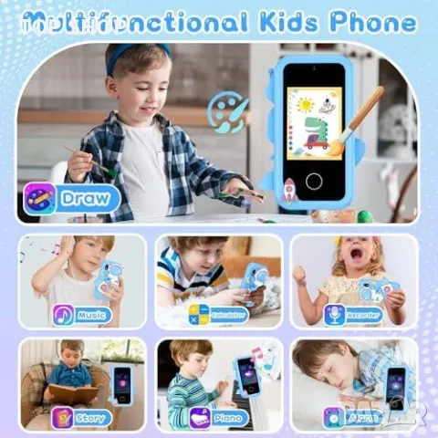 Нов Интерактивен Детски Телефон с Екран 2.8 Инча, MP3 Плеър, Игри играчка, снимка 4 - Конструктори - 49498205