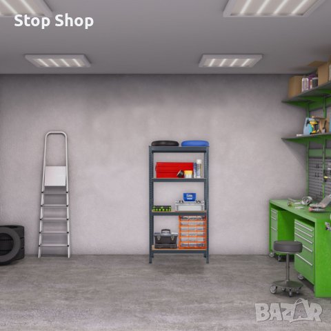 Усилен стелаж на 4 нива, антрацит, снимка 3 - Шкафове - 40022571