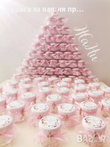 Подаръчета за гости за кръщене свещ в украсено бурканче, снимка 4 - Други - 38301266