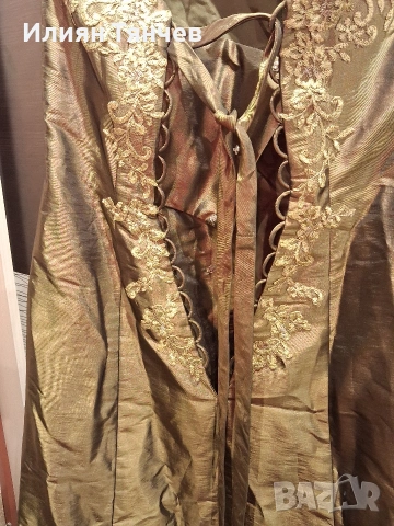 официялна бална рокля сатен маслено зелено, снимка 3 - Рокли - 47630558