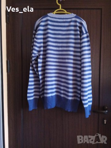 блуза синьо рае с осто деколте, снимка 2 - Пуловери - 30872015