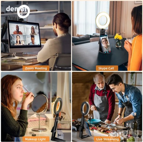 Въртяща се лампа за компютър с държач за телефон, снимка 5 - Лед осветление - 42812927