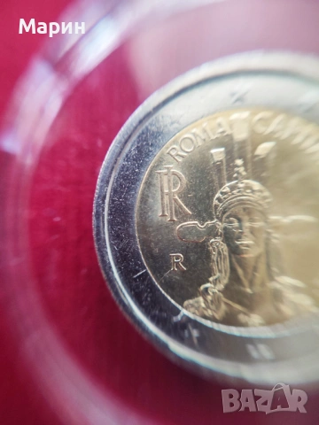 2 евро  Италия 2021 „Рим – столица“ с РЯДЪК НУМИЗМАТИЧЕН ДЕФЕКТ ЗА ЦЕНИТЕЛИ! , снимка 2 - Нумизматика и бонистика - 51953419