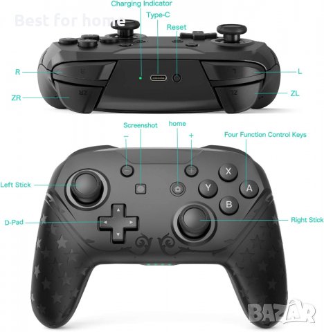 Безжичен контролер YCCTEAM Pro, Switch/Switch Lite, дистанционно управление с NFC, двойна вибрация