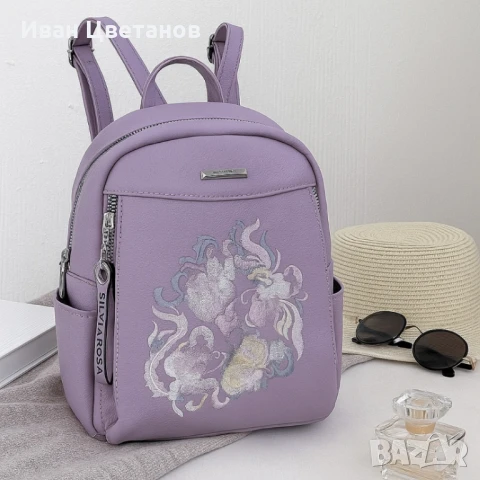 Елегантна и стилна дамска раница с флорална бродерия, снимка 5 - Чанти - 50886601