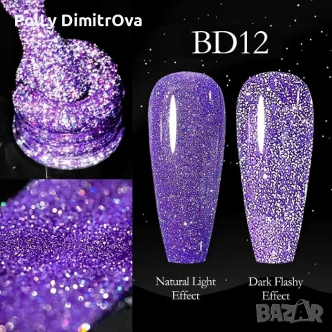 НОВО ! УВ/ЛЕД светещ / блестящ гел лак Venalisa - 7.5ml, снимка 3 - Продукти за маникюр - 48236494