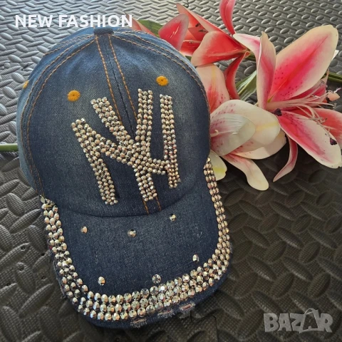 Дънкови Шапки с Камъни ✨, снимка 3 - Шапки - 51417951