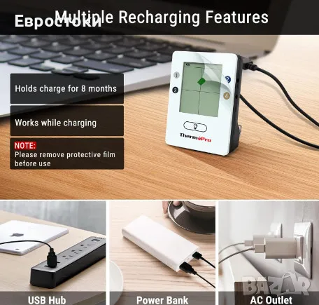 Bluetooth термометър за барбекю с 4 сонди ThermoPro TP25, безжичен интелигентен цифров термометър , снимка 3 - Барбекюта - 48493309
