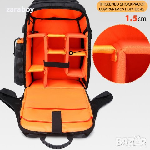 Нова раница за DSLR фотоапарат, обективи и лаптоп и дрон CAREELL C3090, снимка 6 - Чанти, стативи, аксесоари - 42882780