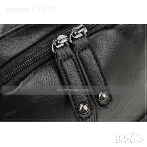  Раница за лаптоп STELS Q90, еко кожа, 15.6", черна, водоустойчива, снимка 14 - Раници - 50187883