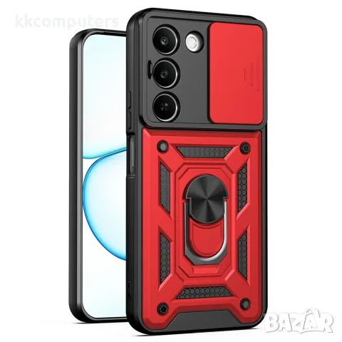 За Realme C100 5G / C83 5G Удароустойчив TPU PC Калъф с Въртяща Стойка, Плъзгащо Капаче за Камерата , снимка 2 - Калъфи, кейсове - 56184702