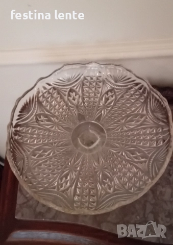 Стъклен,винтидж поднос за торта / фруктиера, снимка 4 - Други - 52560735