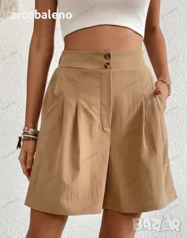 Ликвидация! Ежедневни дамски шорти с широки крачоли с висока талия - Доставка 24 часа , снимка 4 - Къси панталони и бермуди - 50216961