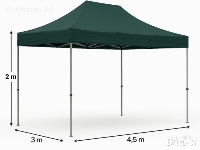 Шатра павильон 3 х 4,5м зелена НОВА, снимка 4 - Други стоки за дома - 53350008
