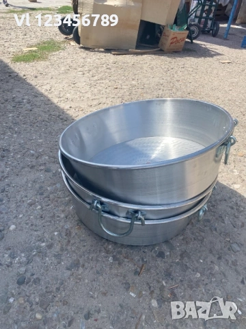 Алуминиева тава кръгла Ф 780 мм, дебелостенна с дръжки, снимка 5 - Съдове за готвене - 53892292