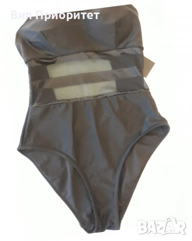 Ефектен цял бански черен с прозрачен сегмент и цип, снимка 5 - Бански костюми - 37249418