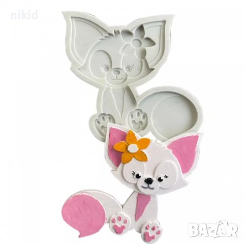 Сладка лисичка Лисица плитък силиконов молд форма фондан шоколад гипс, снимка 2 - Форми - 37048856