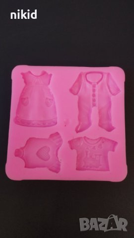 Бебешки дрехи дрешки боди ромпър рокля блуза силиконов молд форма фондан декор украса, снимка 2 - Форми - 40063118