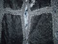   Дамско елече черно копринено кадифе  с мотиви плетени на една кука, снимка 7