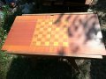 УНИКАТ-ФУРНИР-антика-стара маса табла и шах-90х60х50см-сгъната, снимка 3