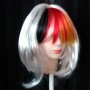Резервирни Бяла перука каре с бритон от черно,червено и жълто, снимка 1