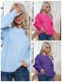 Дамски свободен плетен пуловер с отворени рамене и дълги ръкави, 3цвята - 023