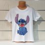 Нова бяла детска тениска с дигитален печат Стич (Stitch)