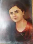 Стара картина масло "Женски портрет", бълг.автор., снимка 2