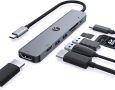 VCOM 7-в-1 USB C хъб, два монитора - 4K HDMI, 1080P HDMI, 2*USB 3.0 данни, PD 100W, снимка 1 - Кабели и адаптери - 44761140