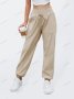 Ежедневни дамски панталони с тъкани ластични връзки с висока талия, 3цвята - 023, снимка 3