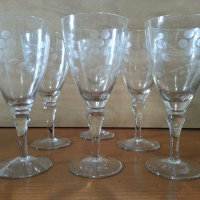 Ретро стъклени чаши гравирани , снимка 2 - Антикварни и старинни предмети - 44927625