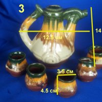 3 комплекта канички с по 5 чаши за концентрат керамични битови, снимка 2 - Антикварни и старинни предмети - 29491157
