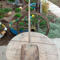 Стара дървена лопата за пещ или декорация, снимка 4 - Антикварни и старинни предмети - 36546631