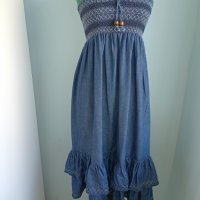 Дънкова рокля с ластик стандартен размер, снимка 1 - Рокли - 37081570