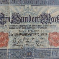 Райх банкнота 100 марки 1910г. Германия уникат за колекционери 28289, снимка 2 - Нумизматика и бонистика - 37144636