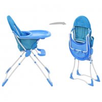Високо бебешко столче за хранене, синьо и бяло, снимка 3 - Столчета за хранене - 37922025