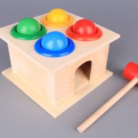 Дървена игра с чук и топки, снимка 2 - Други - 39635737