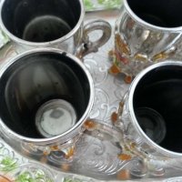  стакани подстакани чаши чашки поднос, снимка 12 - Антикварни и старинни предмети - 29913299