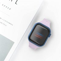 Нова силиконова лилава Каишка за часовник Apple Watch 42 / 44 / 45 мм, снимка 3 - Каишки за часовници - 38548694