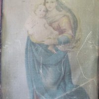 19 век Картина върху платно Мадона, снимка 2 - Антикварни и старинни предмети - 31680317