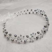 Сватбен венец Сребърни кристали, снимка 2 - Сватбени аксесоари - 38430336