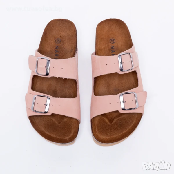 🥁 Намаление - Розови летни чехли от набук с регулируеми каишки | Марка Tuasolea, снимка 1