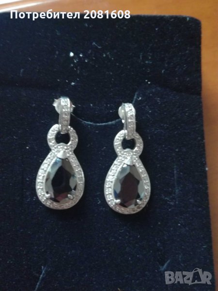 Сребърни обеци с камъни, снимка 1