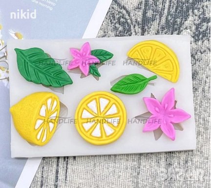 Лимон портокал цвят цвете листо силиконов молд форма фондан шоколад смола гипс декор, снимка 1