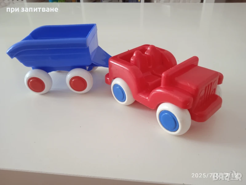 Играчка количка Jeep на Viking toys и ремарке на Flex toys, Sweden, обща дължина 28 см., снимка 1