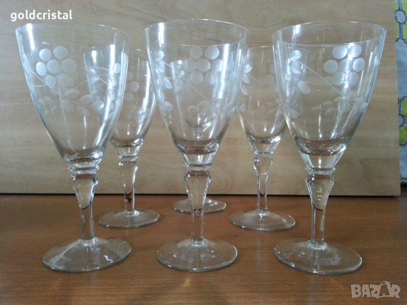 Ретро стъклени чаши гравирани , снимка 1