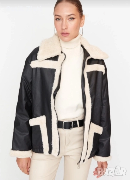 Нови дамски кожени якета с пух, снимка 1
